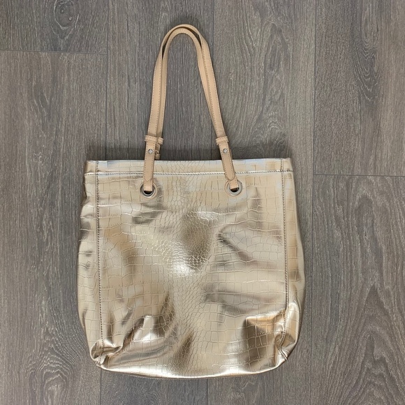 Jessica Gold Embossed Snakeskin print Tote Bag Vintage Y2k 2000s - Picture 6 of 16